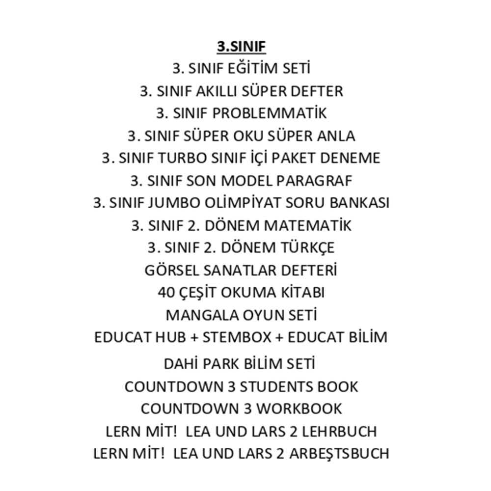 3.SINIFI EĞİTİM SETİ
