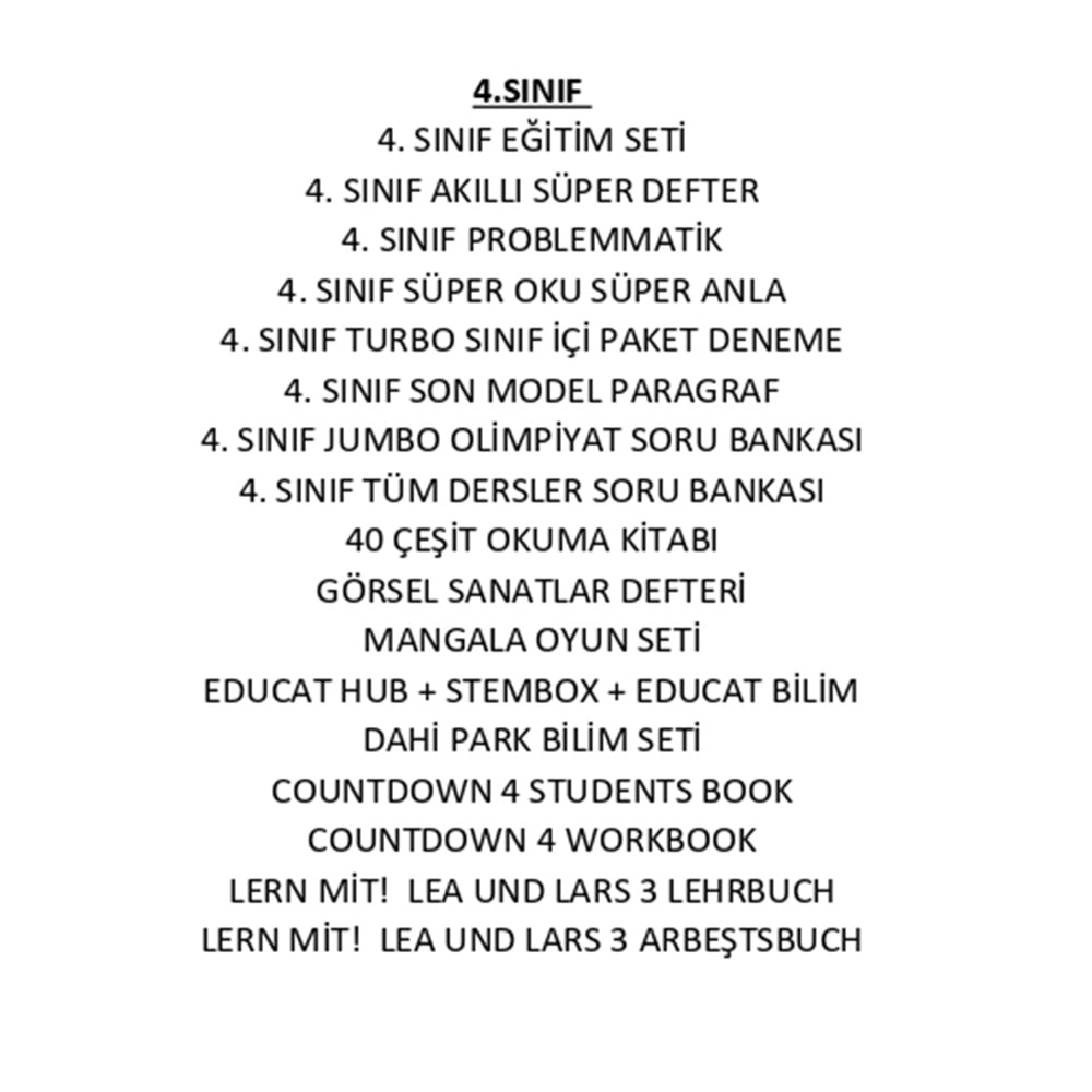 4.SINIFI EĞİTİM SETİ