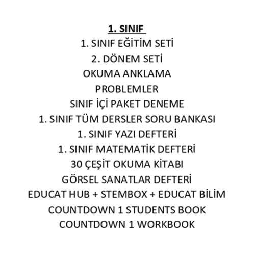 1.SINIFI EĞİTİM SETİ