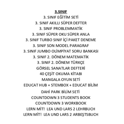 3.SINIFI EĞİTİM SETİ