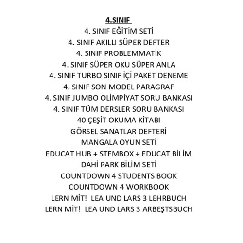 4.SINIFI EĞİTİM SETİ